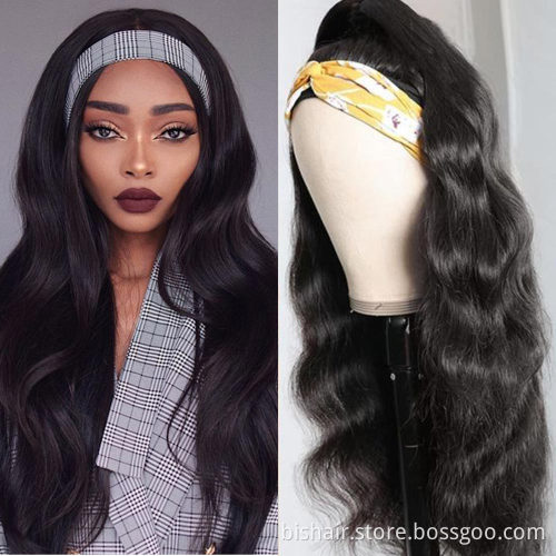 BIS Brazilian long body wavy  natural black headband wig for black female 150% density body wave human hair wig  new fashion